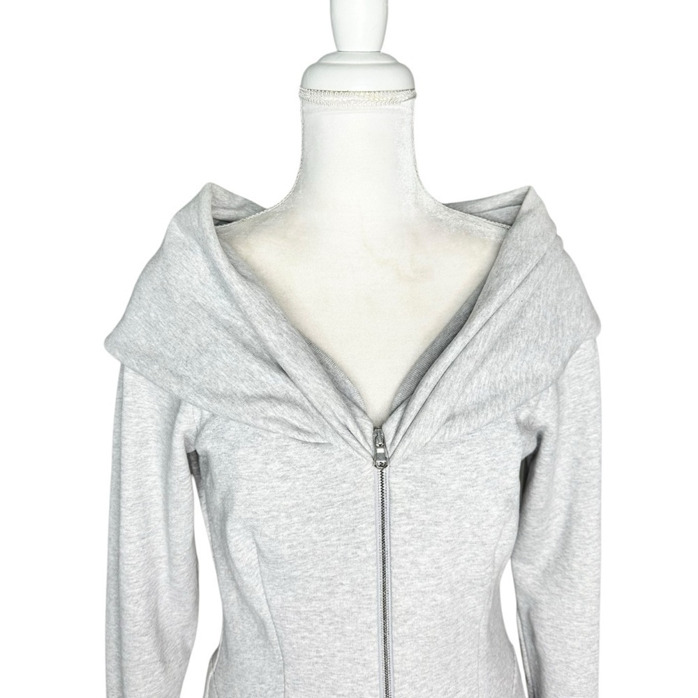 MOSCHINO COUTURE gray zip up flare mini sweatshirt dress US10/FR40 - Picture 3 of 14